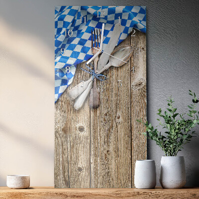 Verticale rechthoekige glazen wandklok Beierse houten plaquette