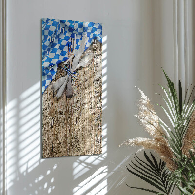 Verticale rechthoekige glazen wandklok Beierse houten plaquette
