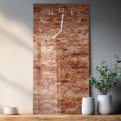 Verticale rechthoekige glazen wandklok Bakstenen muur