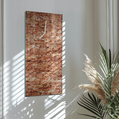 Verticale rechthoekige glazen wandklok Bakstenen muur