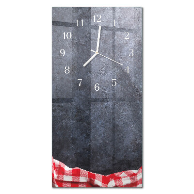 Verticale rechthoekige glazen wandklok Marmeren tafel