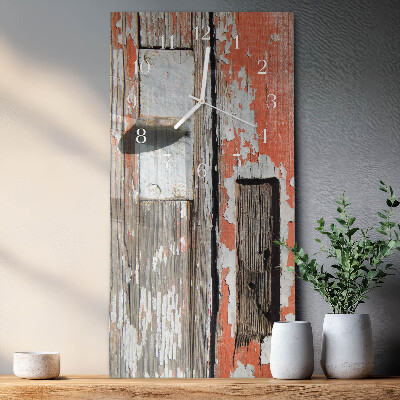 Verticale moderne glazen wandklok Houten deur