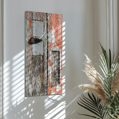 Verticale moderne glazen wandklok Houten deur