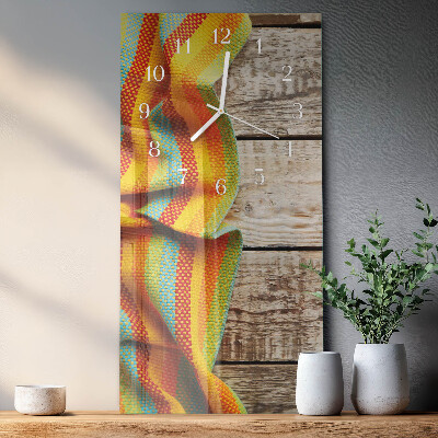 Verticale rechthoekige glazen wandklok Houten stof