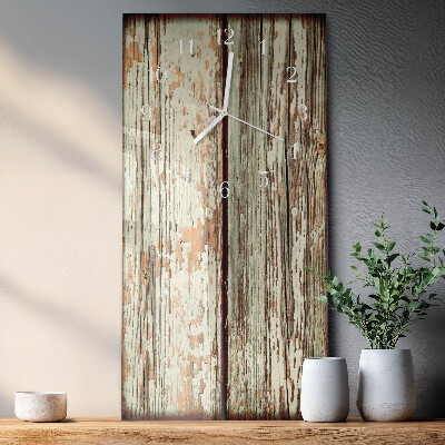 Verticale moderne glazen wandklok Houten muur