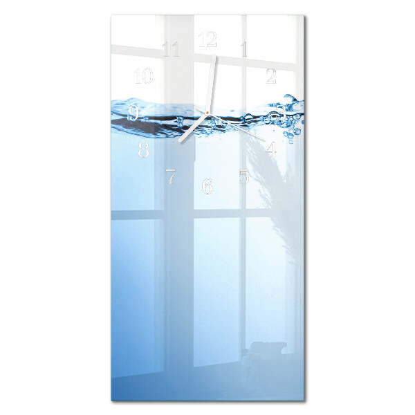 Verticale rechthoekige glazen wandklok Water