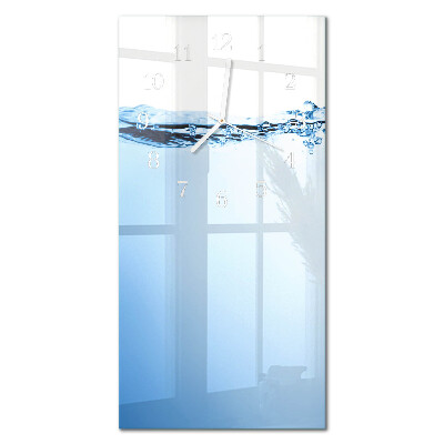 Verticale rechthoekige glazen wandklok Water