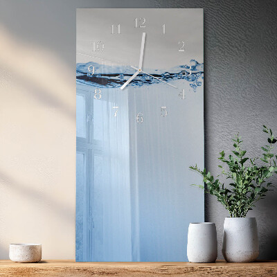 Verticale rechthoekige glazen wandklok Water