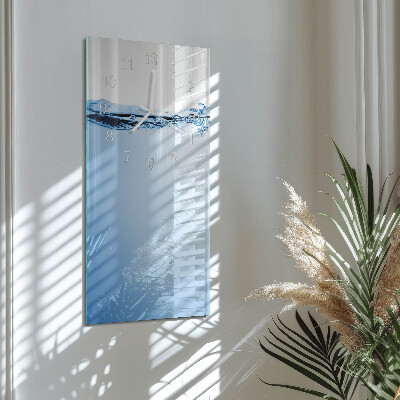Verticale rechthoekige glazen wandklok Water