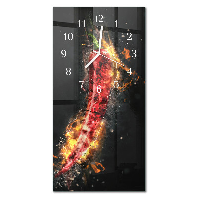 Verticale moderne glazen wandklok Hete peper