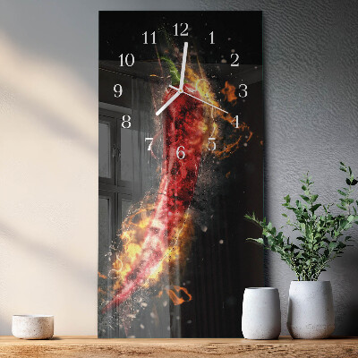 Verticale moderne glazen wandklok Hete peper