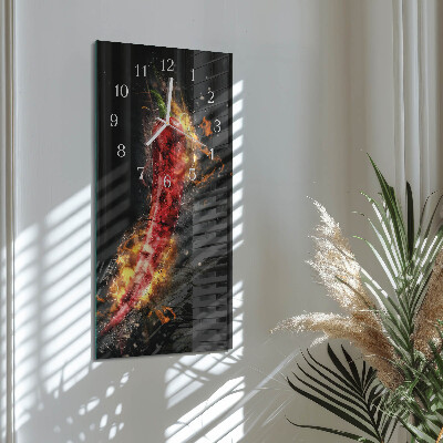 Verticale moderne glazen wandklok Hete peper