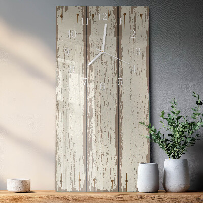 Verticale rechthoekige glazen wandklok Houten planken