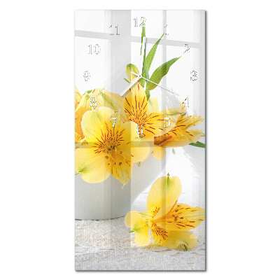 Glazen klok verticaal Gele bloemen