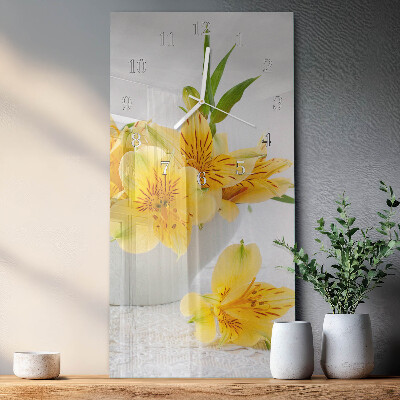 Glazen klok verticaal Gele bloemen