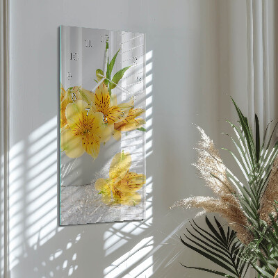 Glazen klok verticaal Gele bloemen