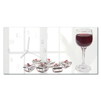 Rechthoekig klok glas met opdruk horizontaal Wijnglas