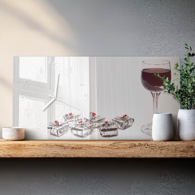 Rechthoekig klok glas met opdruk horizontaal Wijnglas