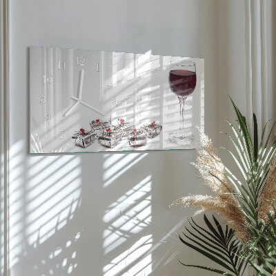 Rechthoekig klok glas met opdruk horizontaal Wijnglas