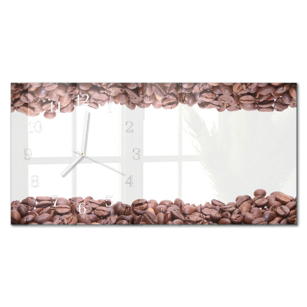 Wandklok glas langwerpig horizontaal Koffiebonen