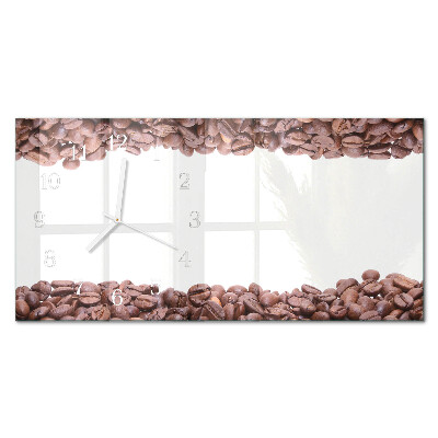 Wandklok glas langwerpig horizontaal Koffiebonen