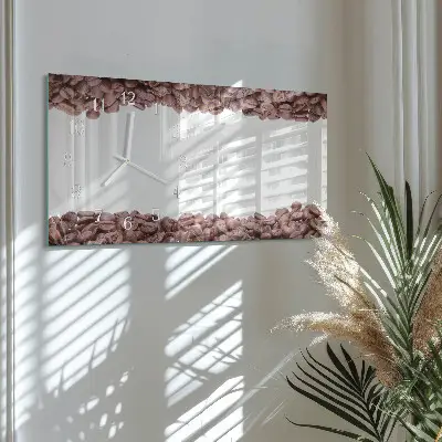 Wandklok glas langwerpig horizontaal Koffiebonen
