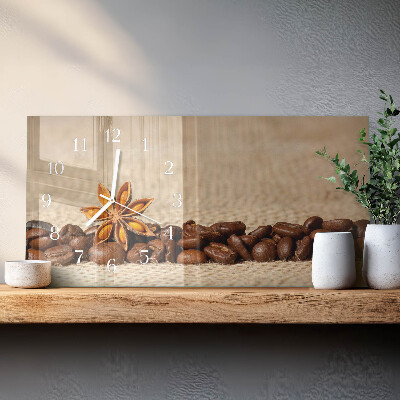 Horizontale wandklok glas Gemalen koffie