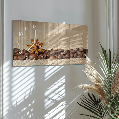 Horizontale wandklok glas Gemalen koffie