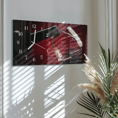 Wandklok glas langwerpig horizontaal Wijnvat