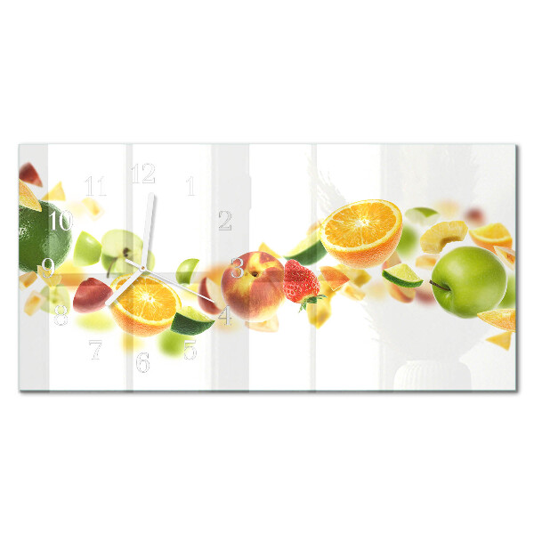 Wandklok glas langwerpig horizontaal Fruitmix