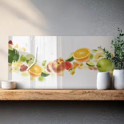 Wandklok glas langwerpig horizontaal Fruitmix