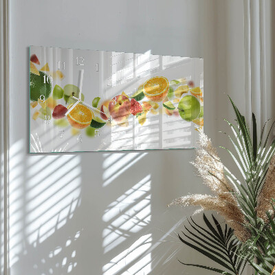 Wandklok glas langwerpig horizontaal Fruitmix
