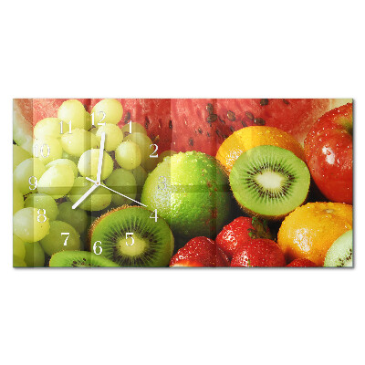 Horizontale glazen wandklok Fruitproducten