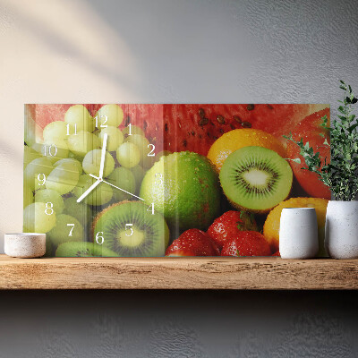 Horizontale glazen wandklok Fruitproducten