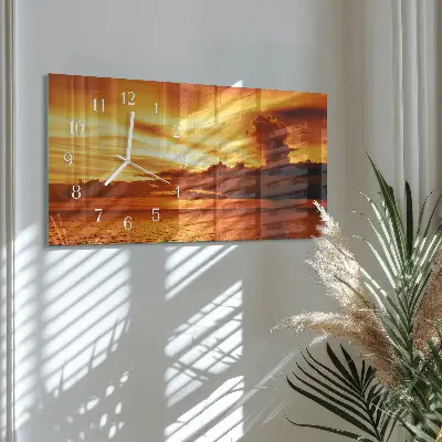 Horizontale wandklok glas Schemering