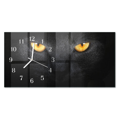 Wandklok glas langwerpig horizontaal Kater