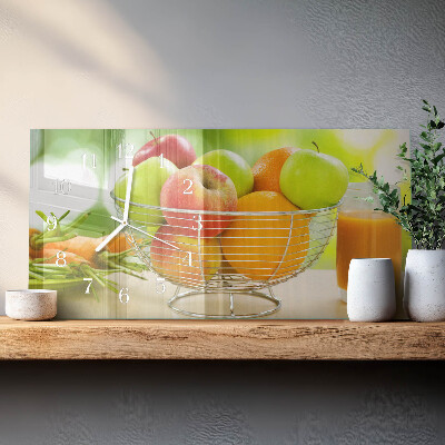 Horizontale glazen wandklok Vruchten en nectar