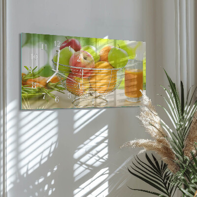 Horizontale glazen wandklok Vruchten en nectar