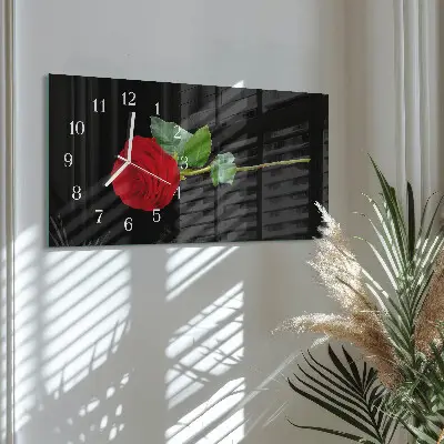 Horizontale glazen wandklok Rodehond