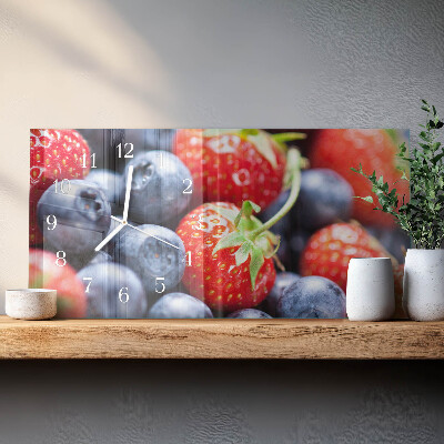 Wandklok glas langwerpig horizontaal Bosbessen en bramen