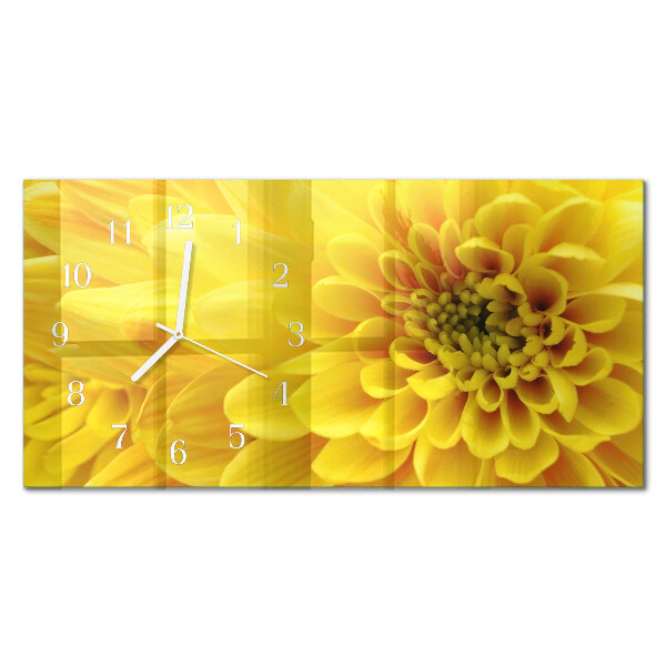 Rechthoekig klok glas met opdruk horizontaal Chrysanten