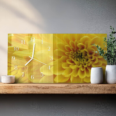 Rechthoekig klok glas met opdruk horizontaal Chrysanten