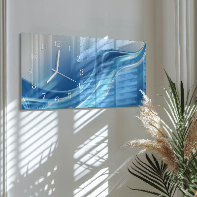 Glazen klok horizontaal Blauwe golven