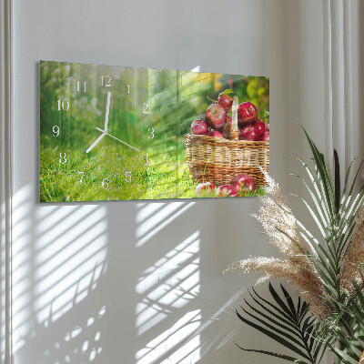 Horizontale wandklok glas Mand met appels