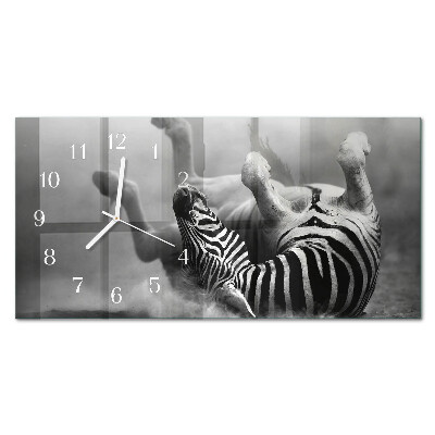 Wandklok glas langwerpig horizontaal Afrikaanse zebra
