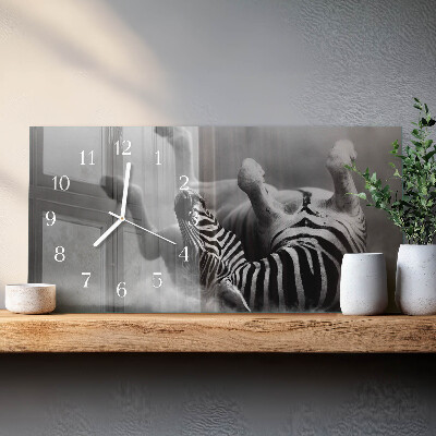 Wandklok glas langwerpig horizontaal Afrikaanse zebra