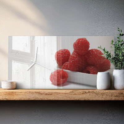 Rechthoekig klok glas met opdruk horizontaal Verse frambozen