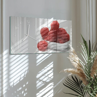 Rechthoekig klok glas met opdruk horizontaal Verse frambozen