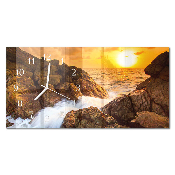 Wandklok glas langwerpig horizontaal Zonsondergang