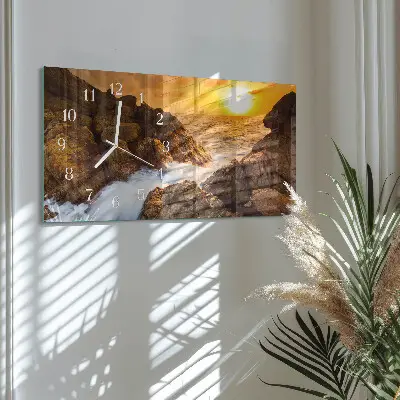 Wandklok glas langwerpig horizontaal Zonsondergang